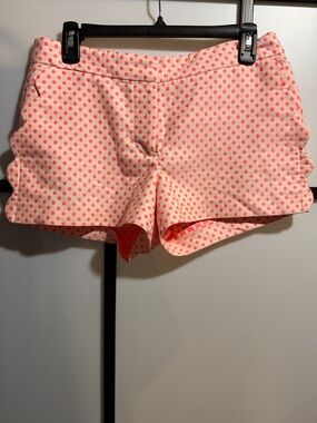 J. Crew Pink Polka Dot High-Rise Ruffle Side Shorts